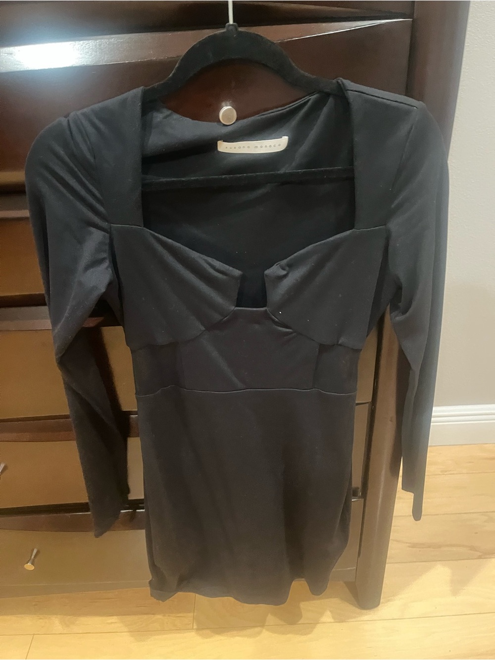 Nordstrom Black Long Sleeve Sweetheart Bodycon Dress